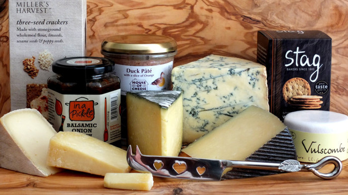 Not just cheeses but pickles, biscuits, pates, knives, boards ...